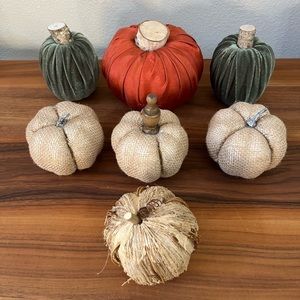 7 velvet and burlap decorative pumpkins